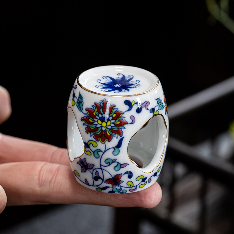 Đồ trà sứ trắng xanh cổ điển nắp ấm sứ cổ dụng dụng cụ trà sứ trắng phụ kiện trà đạo đồ trang trí chơi trà