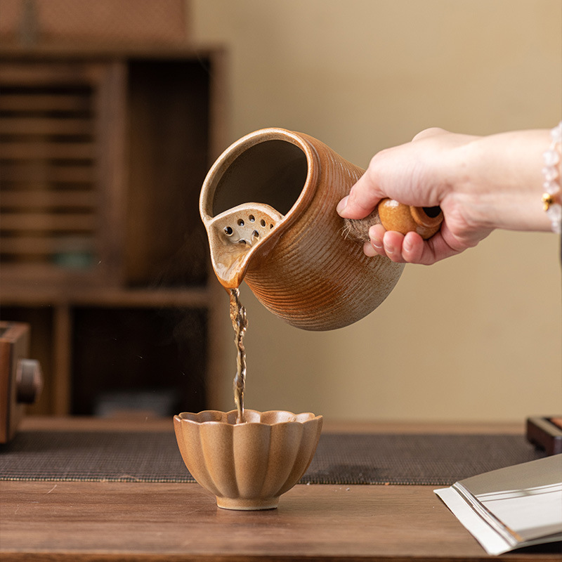 Ấm đun trà gốm thô ấm đun trà sữa nướng ấm đun trà nướng kiểu Nhật ấm bên hông ấm đun trà pha trà xung quanh bếp