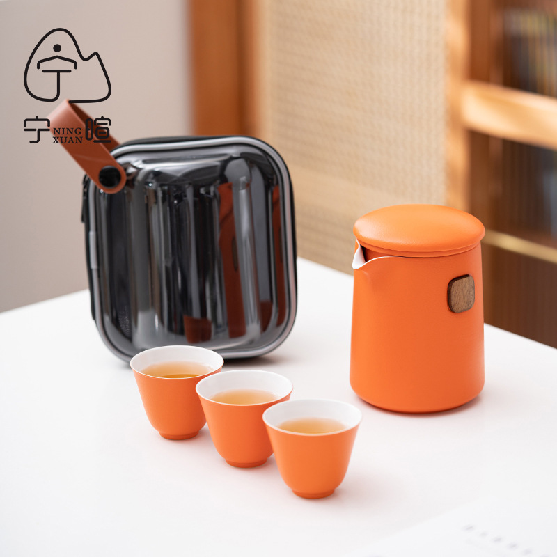 Mới Phong Cách Trung Hoa Lobo Nhanh Cup Gốm Một Nồi 3 Ly Ngoài Trời Di Động Du Lịch Trà Bộ Nhỏ Bộ Trà