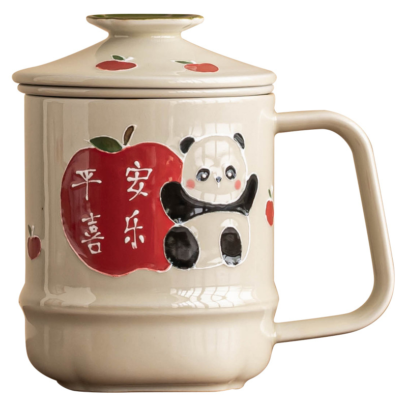 Cốc chạm khắc xếp chồng vẽ tay sáng tạo cốc nước hòa bình và niềm vui cốc văn phòng cốc nữ giá trị cao cốc pha trà bộ trà