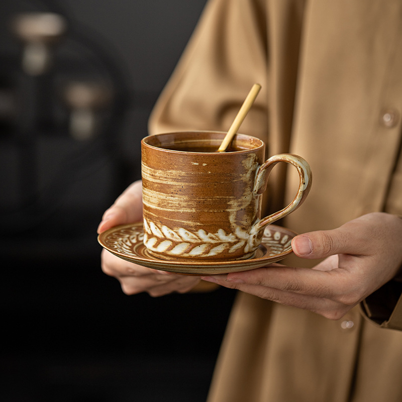 Bộ tách cà phê cổ điển kiểu Nhật cao cấp gốm sứ tinh xảo Latte lahua cốc quán cà phê cốc văn phòng