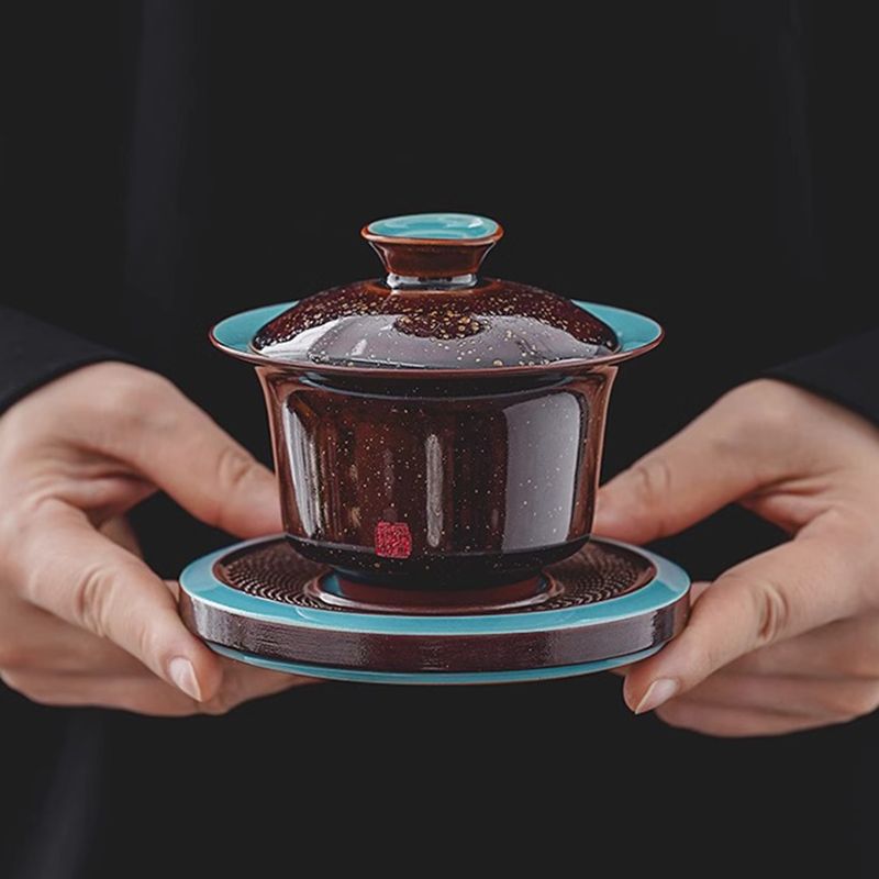 Bậc thầy Zhang Jinxi làm thủ công bát trà nắp ba tài cốc trà cốc pha trà Kung Fu gia dụng đơn cốc nắp cổ điển cao cấp