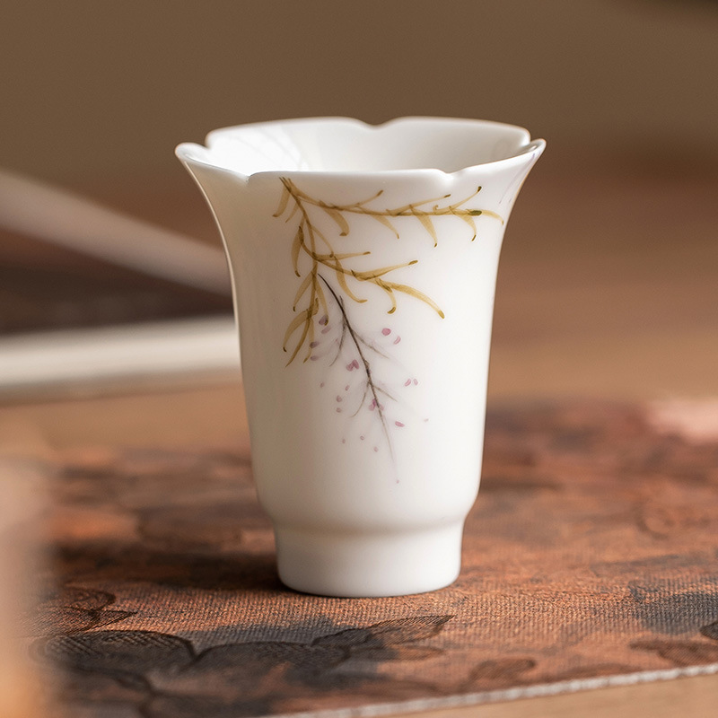 Cốc hương hoa tử đằng vẽ tay, cốc trà gốm sứ gia dụng, cốc chủ, bộ trà phong cách Trung Quốc, cốc trà, cốc trà, cốc đơn