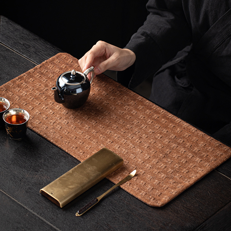 Thảm trà tơ tằm tussah, vật liệu cũ, vải đám mây thơm, thảm bọt khô, thảm trà vải lụa thật, thảm cách nhiệt, cờ bàn trà đạo, chiếu trà gia dụng