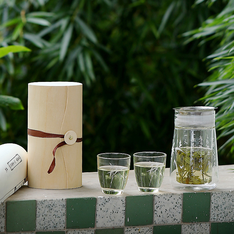 Bộ ấm trà thủy tinh trong suốt di động bằng borosilicate mới 2024