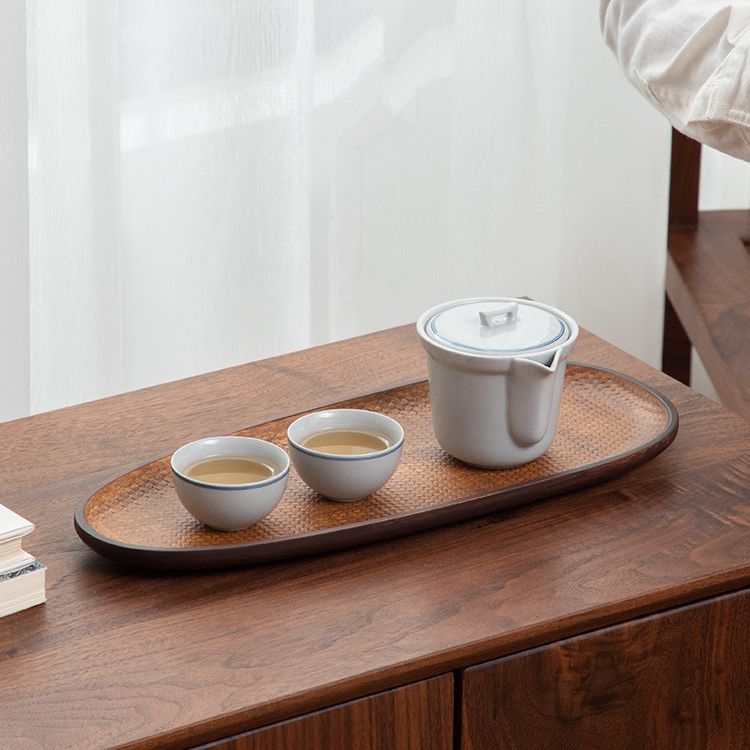Khay trà tre nặng chèo bè Khay pha khô bằng tre Bộ trà Kung Fu Khay trà Phụ kiện Bộ trà kiểu Nhật gia dụng