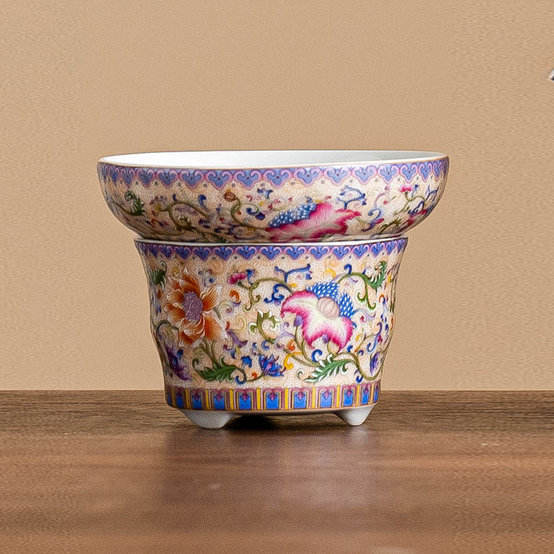 Bộ lọc trà lọc trà màu men Bộ lọc trà kiểu Trung Quốc Bộ trà gốm sứ gia dụng Phụ kiện bộ lọc trà cách ly trà