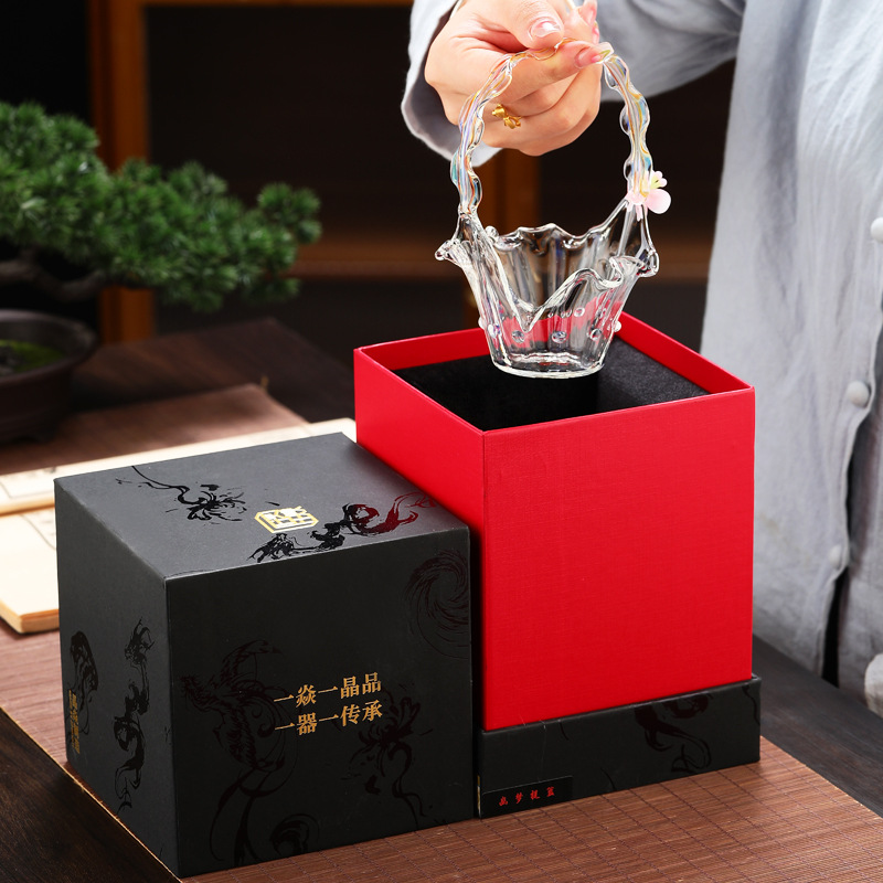 Thiết bị tách trà thủy tinh borosilicate Youmeng Tiliang Heyun Bộ trà Kung Fu gia dụng giỏ sáng tạo trà biển Youmeng Gong