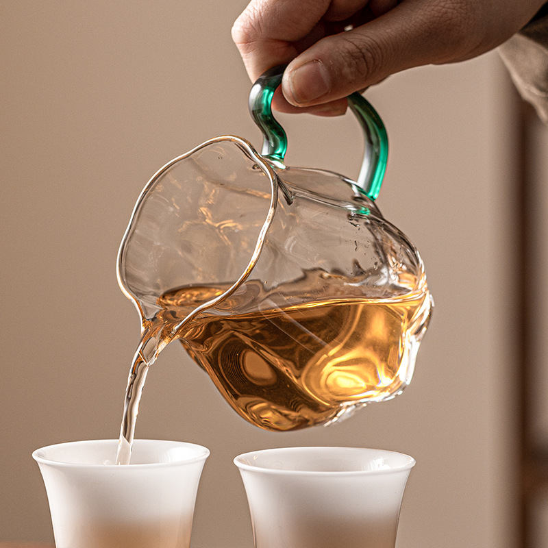 Cốc thủy tinh trong suốt có tay cầm, dụng cụ pha trà Haifen, dụng cụ pha trà gia dụng, cốc lọc đều, dụng cụ pha trà Kung Fu, phụ kiện
