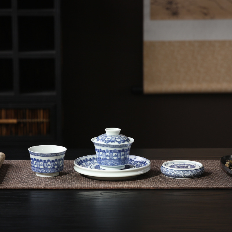 Cốc trà màu xanh và trắng cốc chủ nhân gốm sứ cốc cá nhân đơn men ngọc sáng tạo retro cốc trà trà uống trà bán buôn