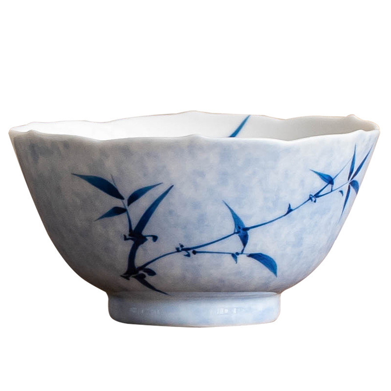 Cốc chủ nhân bằng tre mực vẽ tay cốc trà gốm đơn cốc miệng hướng dương cốc uống trà dung tích lớn cốc uống trà đặc biệt