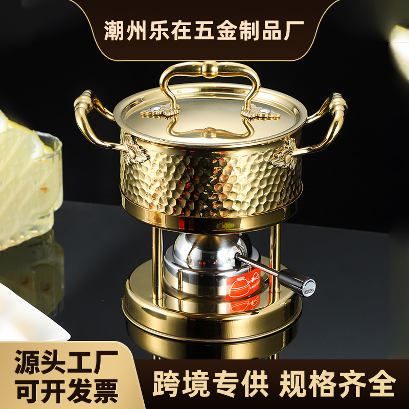 Lẩu nhỏ đơn bằng thép không gỉ Le's 316, bếp dầu cồn thương mại gia dụng cực dày, nhà hàng ngoài trời một người