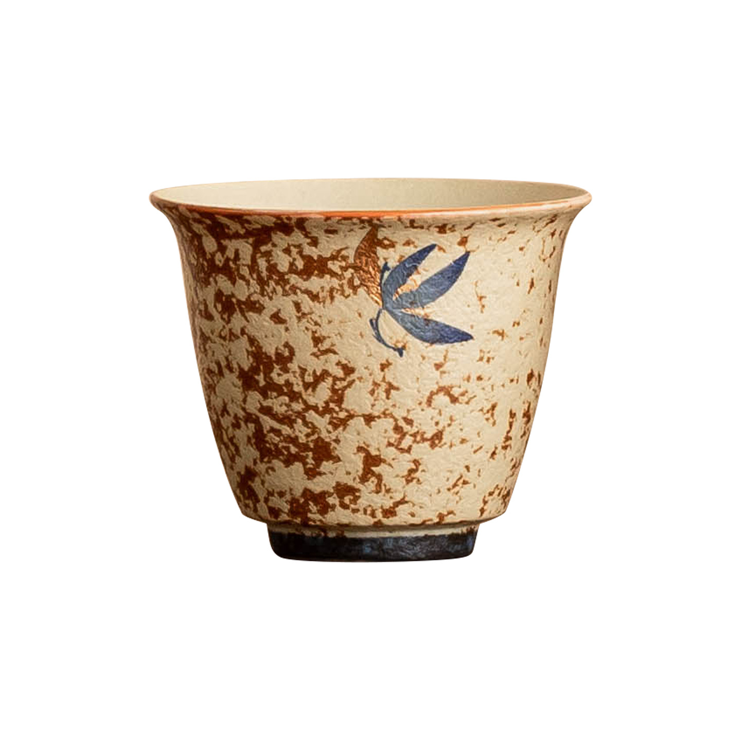 Màu xanh và trắng đá lửa đỏ chủ nhân cốc trà hoa lan bướm vàng cốc trà nhỏ cốc trà hình đồng hồ chuyên dụng cá nhân bộ trà gốm sứ