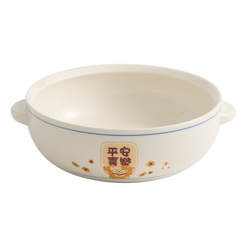 Bát mì ăn liền hai tai màu xanh nồi súp bát sứ lớn dày bát súp hộ gia đình cao cấp chậu súp ốc sên bát mì