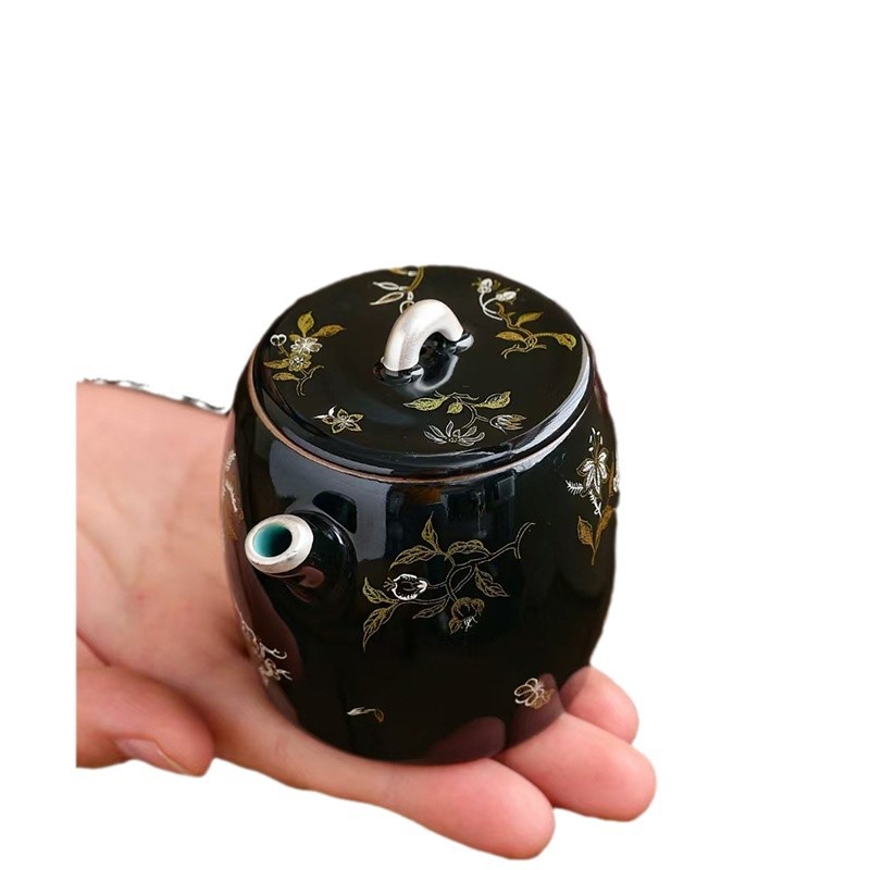 Khay trà bốn tách tráng men đen, bộ trà du lịch, cốc trà có nắp, dụng cụ pha trà Kung Fu, quà tặng ngày lễ