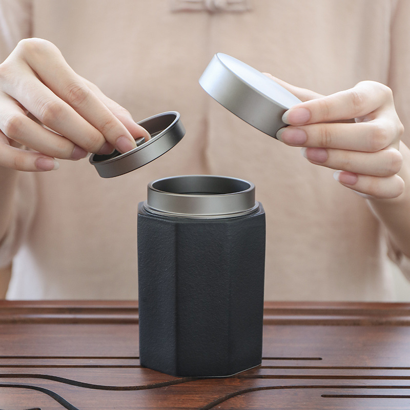 Bình trà nhỏ bằng gốm sứ, hộp trà kín du lịch cầm tay, Bình đựng trà, bình trà Pu'er, bình đựng trà xanh đỏ