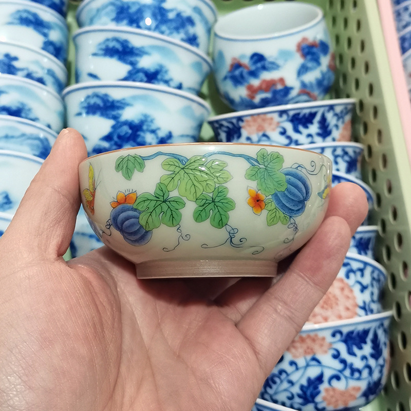 Pastel Pu'er cốc Cảnh Đức Trấn gốm Kung Fu bộ trà cốc đơn chủ cốc trà cốc trà cá nhân bát trà