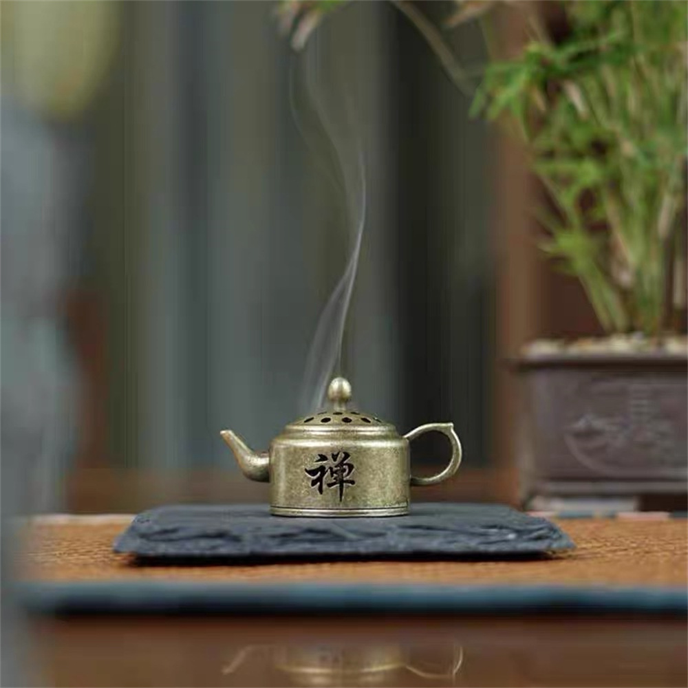 Ấm trà lư hương đĩa rỗng sáng tạo lư hương gỗ đàn hương cổ điển lư hương đồ trang trí lư hương nhỏ bỏ túi thú cưng trà đáng yêu