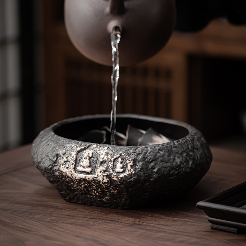 Washi-Im lặng Vật Van Kong Trà rửa cốc lớn kiểu Trung Quốc cổ điển gia dụng Phụ kiện trà đạo bình đựng bã trà gốm sứ