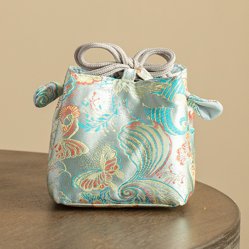 Bộ trà cá nhân lưu trữ túi vải phong cách Trung Hoa dày du lịch ngoài trời cốc trà trang sức lưu trữ túi vải