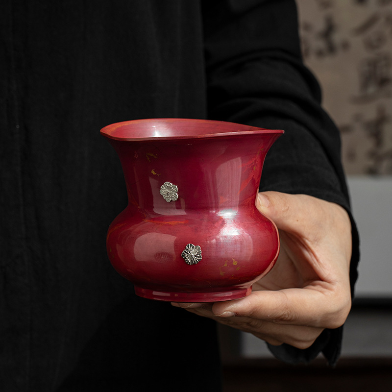 Bán buôn bạc mận cổ điển đồng đỏ đồng xây nước rửa trà gia dụng rửa bút rửa nước thùng đựng trà cặn thùng trà phụ kiện trà đạo