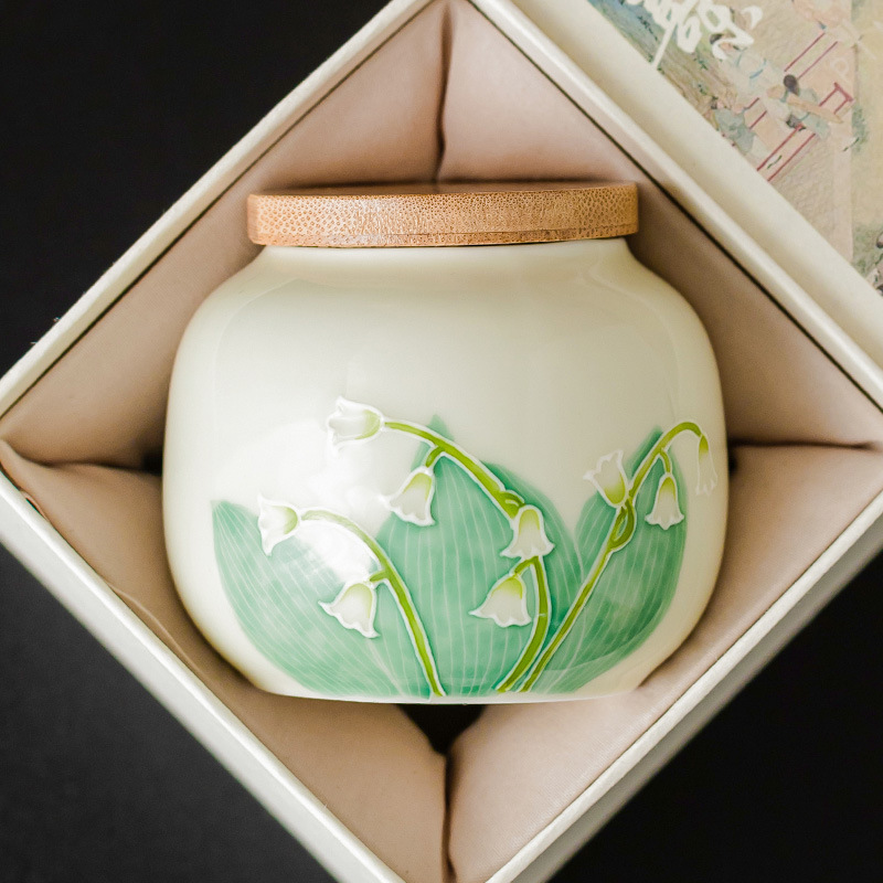 Hoa lan vẽ tay, bình trà ba nhân dân tệ nhỏ, bình trà kín, bình trà đỏ trắng xanh, bình nhỏ cầm tay, bình rỗng