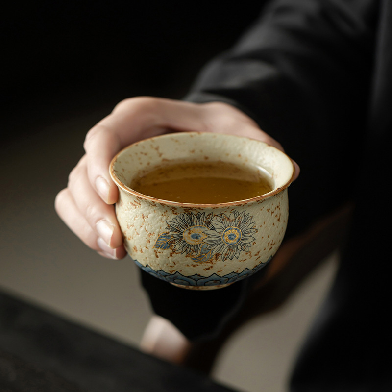 Bộ ấm trà đá núi lửa trắng xanh cao cấp, ấm trà gốm sứ gia dụng, cốc trà, bộ trà trọn bộ, quà tặng