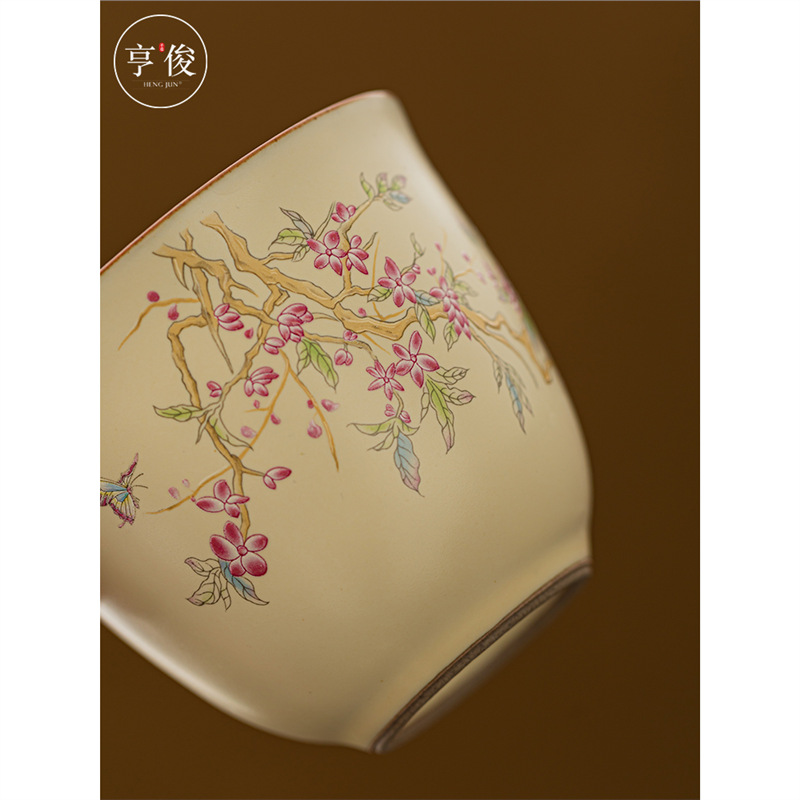 Du lịch một ấm hai cốc cầm tay ấm trà hoa tử đằng bộ ấm trà bộ ấm trà cốc nhanh pha trà gốm cầm tay cầm tay