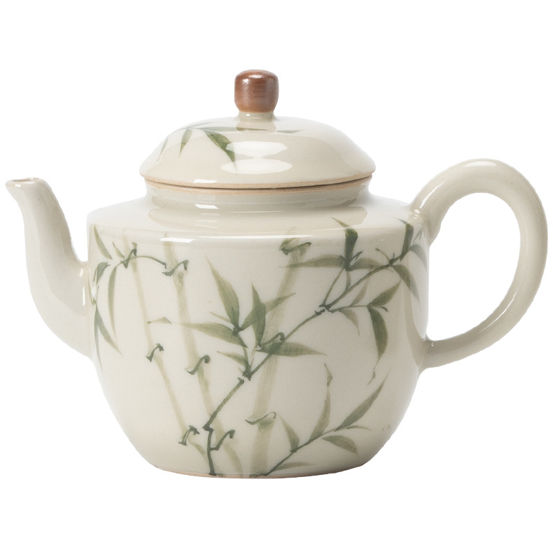 Ấm trà tre xanh ngọc bích nhỏ dùng trong nhà, bộ trà Kung Fu Trung Quốc dành cho một người, ấm gốm đơn, mẫu mới 2025.