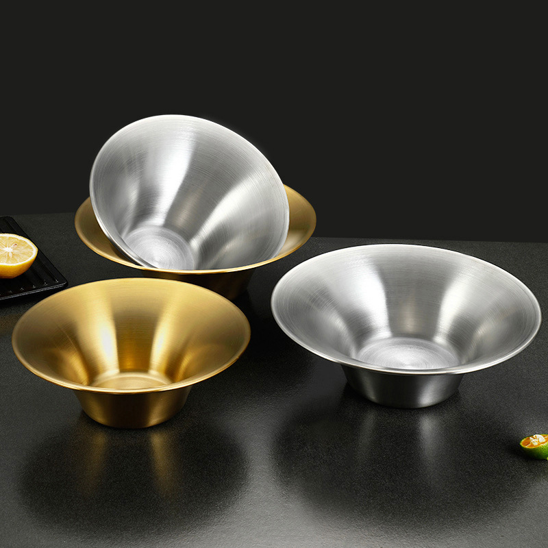 Bát salad trái cây inox 304 PBCP20 Bát mì Hàn Quốc Bát nấu ăn hình chữ V một lớp Bát súp Bát bibimbap
