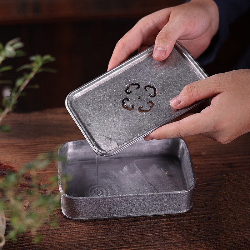 Khay trà thiếc cũ gia dụng đơn giản Thiền cao cấp cổ cổ bảo quản nước trà khay trà khay trà bàn pha khô