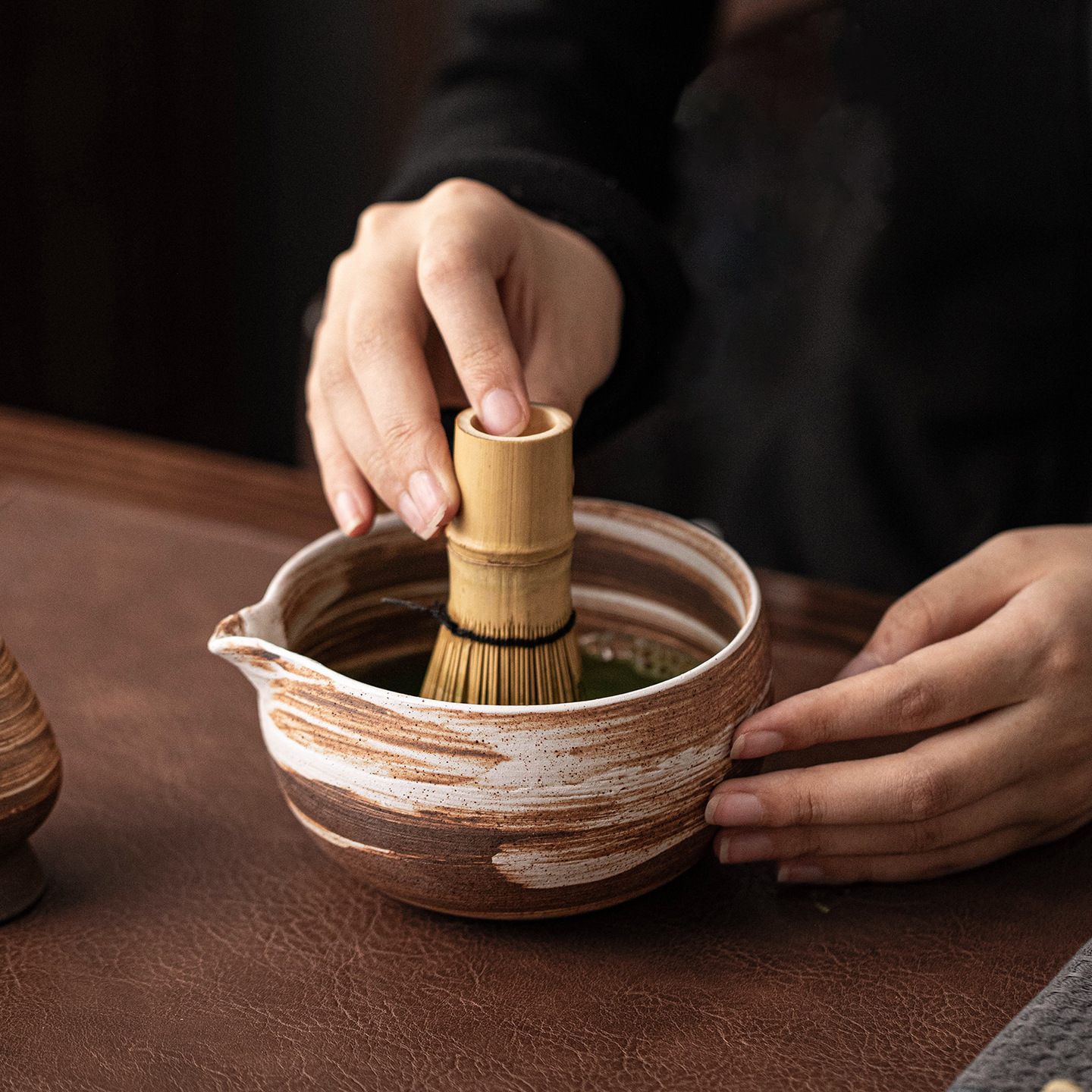 Lò nung thay đổi Matcha gốm thô bốn mảnh bình trà Nhật Bản Baibenli Matcha dụng cụ trà bát trà thìa trà thời Tống