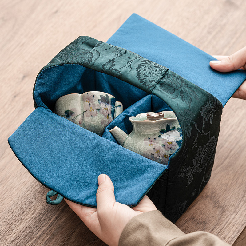 Bộ trà du lịch cầm tay hoa mộc lan vẽ tay bằng gốm sứ Kung Fu một bình một cốc Bộ dụng cụ uống trà ngoài trời