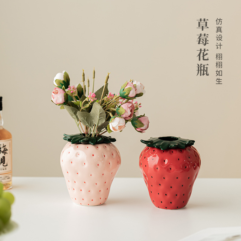 Gốm sứ dâu tây bình hoa sáng tạo thủy canh chậu hoa phòng khách nhà tủ tivi văn phòng trang trí đồ trang trí cắm hoa