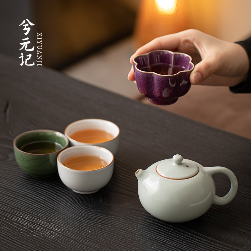 Năm lò nung nổi tiếng, một ấm bốn tách bộ ấm trà, hộp quà tặng cho người lớn tuổi, giáo viên, quà tặng sinh nhật văn hóa và sáng tạo