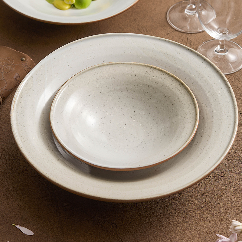Bộ đồ ăn bằng gốm thô bát súp bát mì bát có ren độc đáo sáng tạo cá nhân bát bát canh gia dụng bát sứ lớn khách sạn