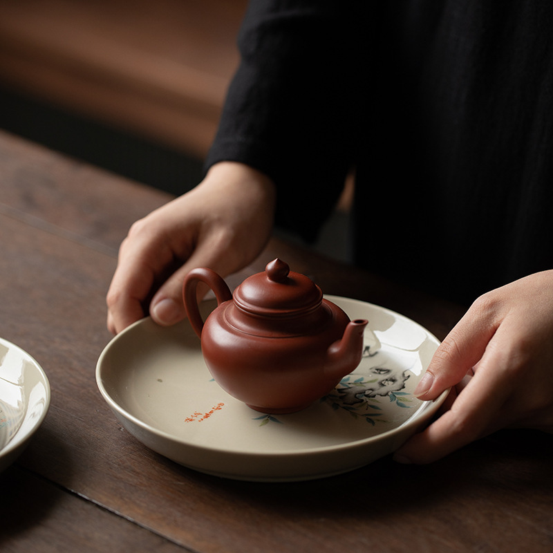 Bán buôn khay đựng trà gốm sứ Khay đựng ấm Khay đựng trà khay đựng trái cây Khay đựng trái cây Khay đựng đồ trà Kung Fu đơn giản gia dụng