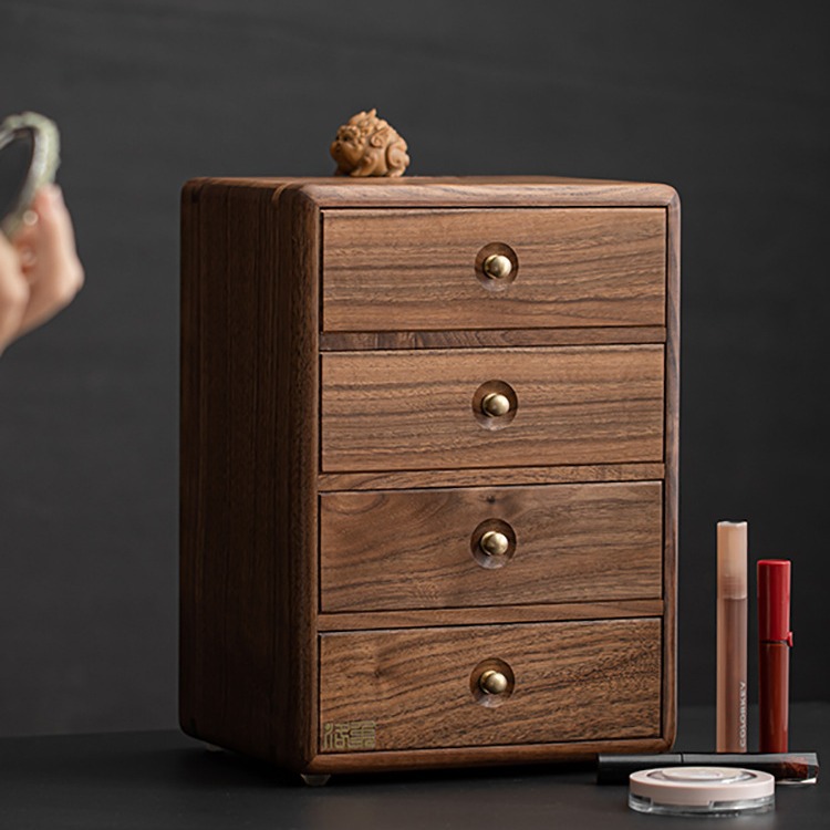 Hộp Đựng Đồ Gỗ Óc Chó, Giá để bàn nhỏ, hộp trang sức, hộp đựng đồ trang sức sáng tạo bằng gỗ nguyên khối, hộp đựng đồ trang sức nhiều lớp