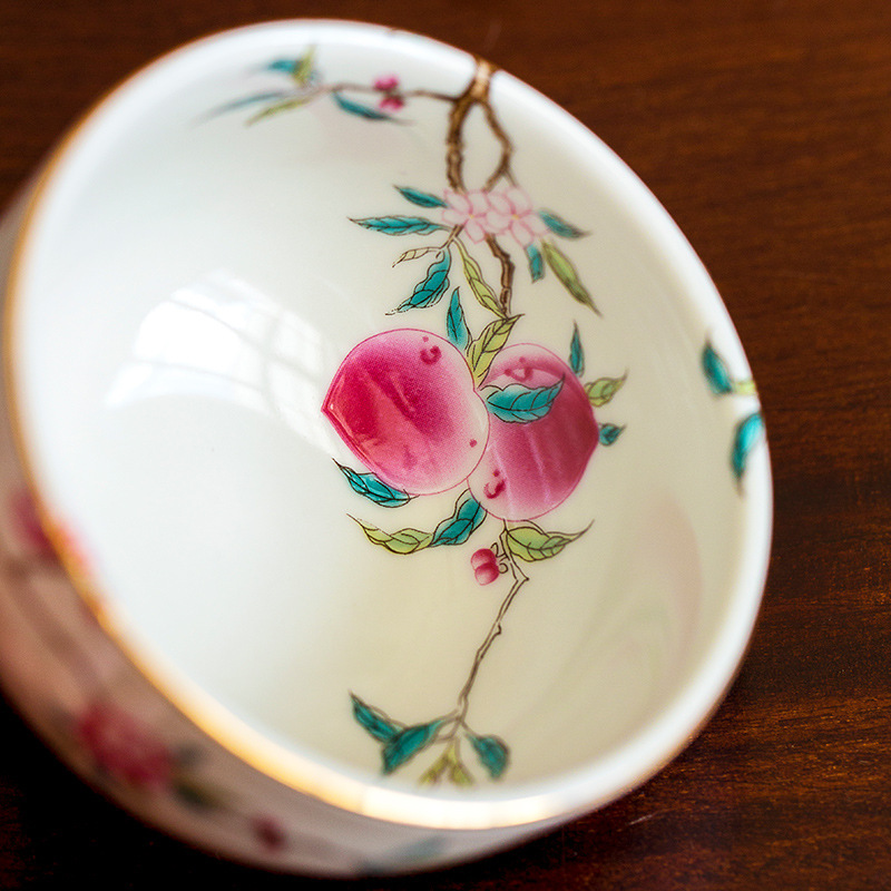 Cốc trà cổ vẽ tay nguyên chất, cốc trà, cốc chủ nhân, cốc đơn cá nhân, bộ trà Kung Fu gốm sứ Trung Quốc tráng men màu