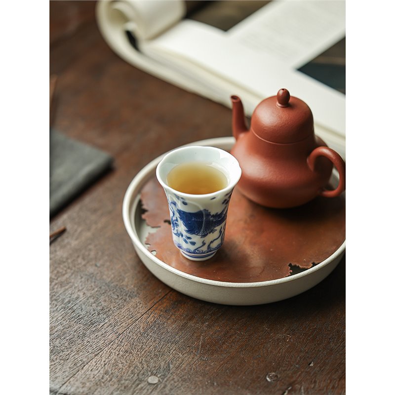 Cốc trà tráng men màu trắng xanh Bộ trà Kung Fu sứ trắng Dehua cốc chủ nhân chuyên dụng cá nhân tách trà cốc đơn