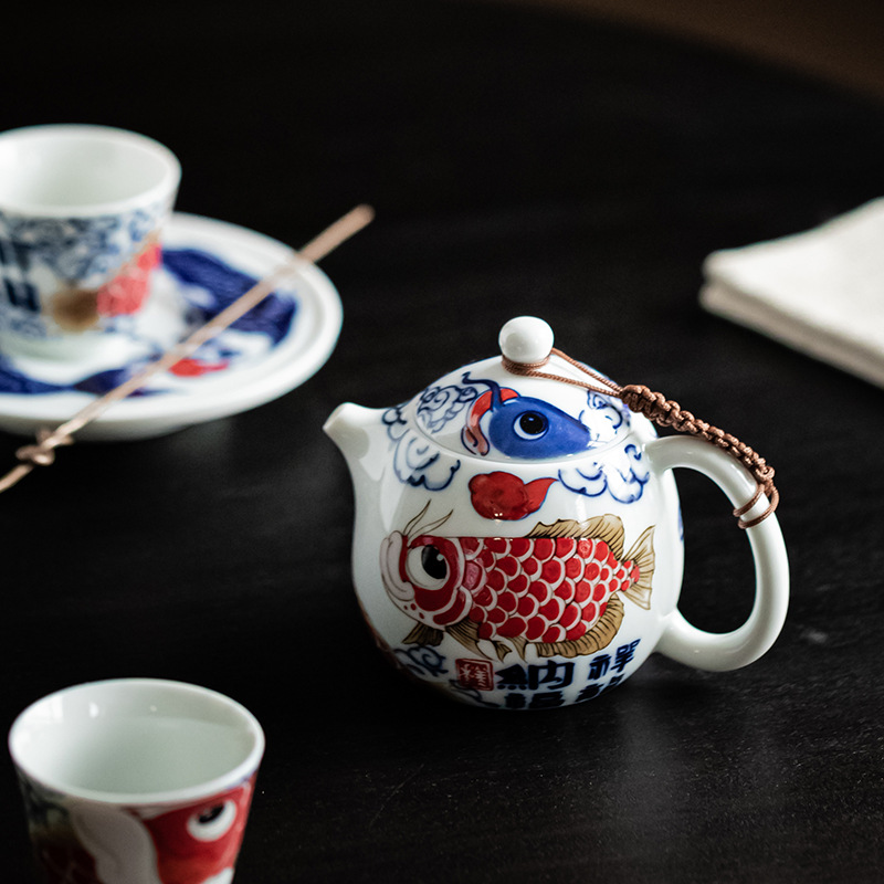 Ấm Trà Cá Rồng Kiểu Trung Quốc ấm trà Trứng Rồng ấm trà gốm sứ dung tích lớn ấm trà lọc lỗ bóng bát trà Bộ trà Kung Fu