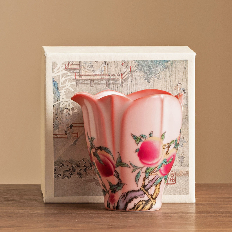 Cốc công bằng Hồng Ru Pastel Nine Taohuakou Bộ trà Kung Fu Bộ trà chống bỏng Bộ tách trà gốm sứ gia dụng