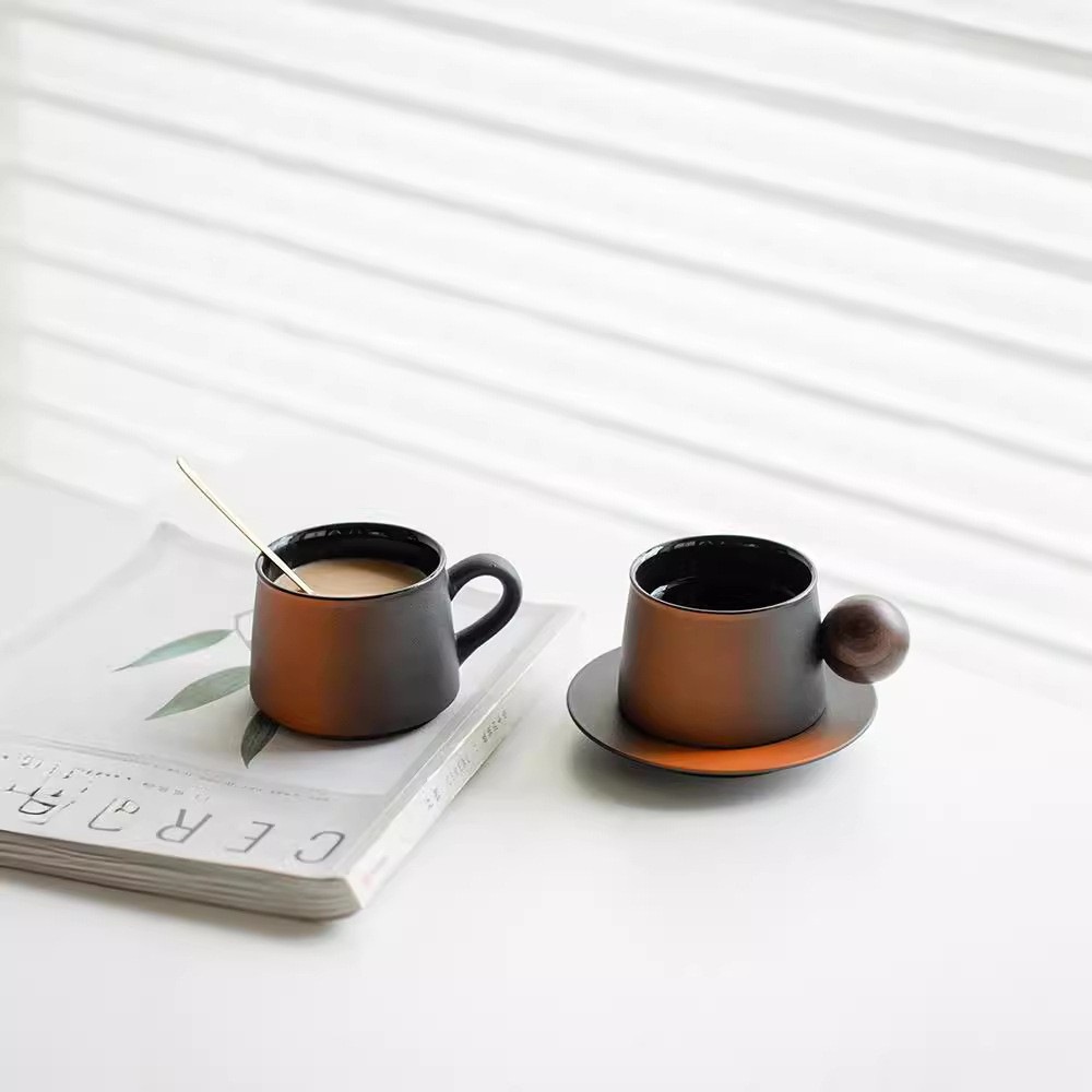Cốc cà phê gốm Wabi-Ji kiểu Nhật, cốc và đĩa thìa tinh tế cao cấp, cốc và cốc nước thích hợp thiết kế