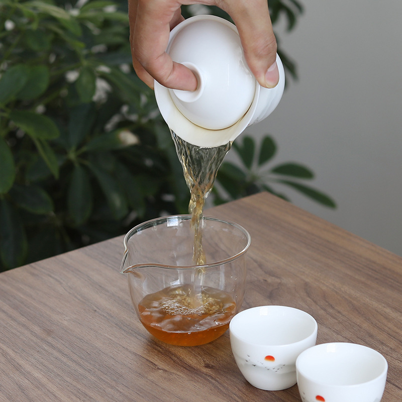 Bộ ấm trà Du Lịch Có Nắp ngọc bích bằng ngọc bích Bộ cốc khách nhanh thủy tinh di động hoạt động trà ngoài trời quà lưu niệm