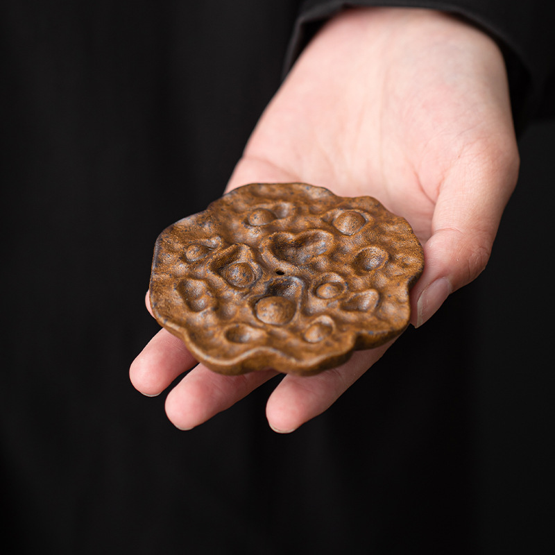 Nắp sen tráng men nước sốt, Nắp gốm thô cổ điển kiểu Trung Quốc sáng tạo, nắp ấm trà, để trà đạo