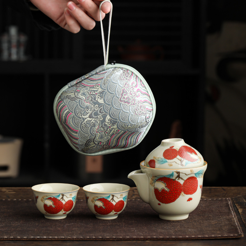 Bộ dụng cụ pha trà du lịch cắm trại Ly trà du lịch du lịch ngoài trời Ly trà một ấm hai cốc xách tay