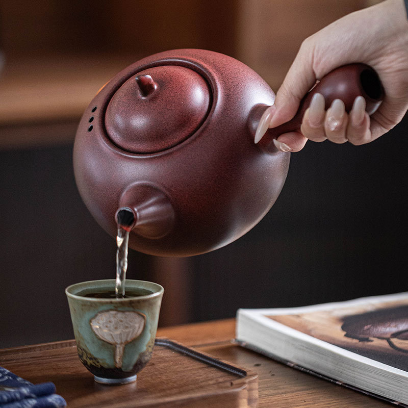 Ấm trà Kung Fu bằng gốm thô gia dụng ấm đơn bếp nấu trà bếp than ấm pha trà ấm pha trà cầm tay