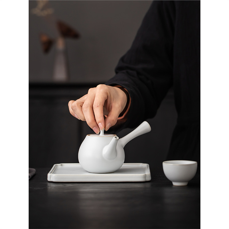 Khay pha trà khô gốm sứ khay đựng trà gia dụng bàn trà vuông nhỏ khay trà bàn pha trà trắng cổ điển bàn pha trà khô