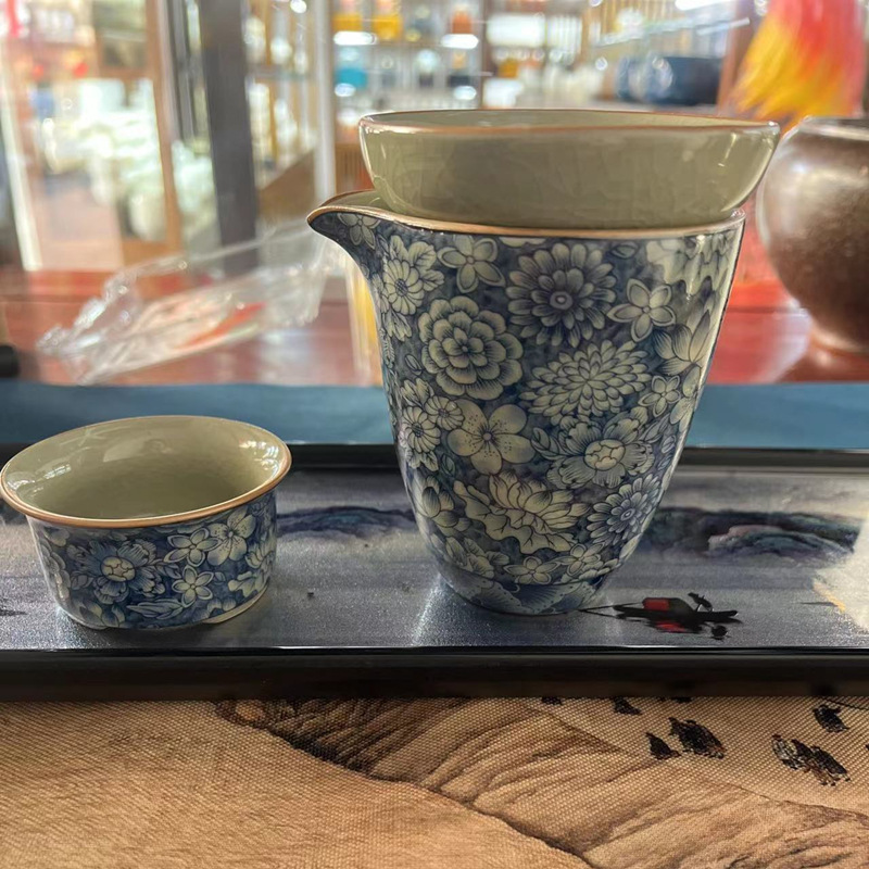 Cốc gốm cổ, cốc gốm xanh trắng, cốc đều, cốc mở, bộ trà bổ dưỡng, bộ trà Kung Fu, cốc bậc thầy pha trà, cốc trà