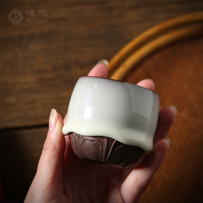 Cốc trà Kung Fu bằng men ngọc, cốc chủ nhân tráng men dày bào thai bằng sắt Wu Jun, cốc đơn, cốc thơm, cốc nếm trà